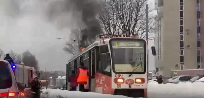 В Перми загорелся трамвай №5