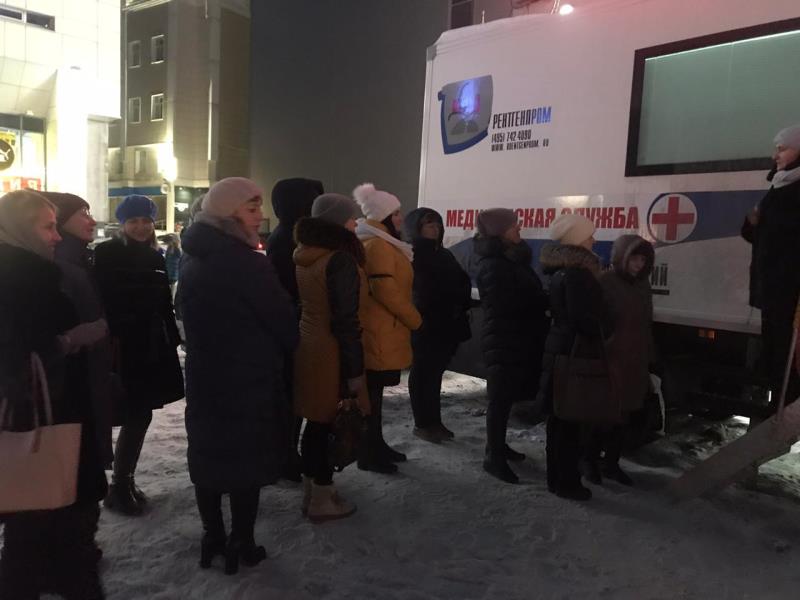 В Перми пациенты выстроились в очередь к мобильному комплексу